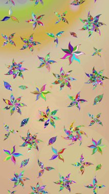 Güzel kumaş deseni. Renkli Bahar Teması eskiz kalıbı. Düz Çiçek Elementleri Tasarımı. Raster illüstrasyonunda çiçek deseni çizimi.