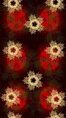 Raster illüstrasyonu. Soyut mandala ya da tuhaf kar tanesi çizgisi sanat tasarımı. Renkli arka planda izole tatlı kar taneleri.