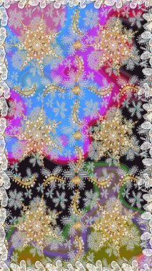 Tekrarlayan elementlerle kusursuz soyut arkaplan. Klasik raster şablonu. Gri ve altın desenli.