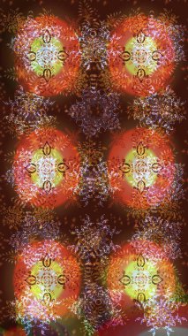 Raster Noel soyut renkli arka plan ve tatlı kar tanesi. Farklı kar taneleri toplayıcısı, kahverengi, turuncu ve nötr renklerde kış elementleri..