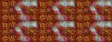 Noel kahverengisi, kırmızı ve portakalları. Raster illüstrasyonu. Sihirli kahverengi, kırmızı ve turuncu tatil soyut arka plan yıldız ve düşen kar taneleri.