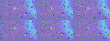 Tropik çiçek desenleri. Mor renkli çiçekler. Raster illüstrasyonu.