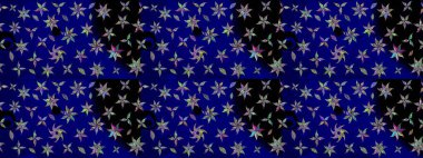 Hediye ambalaj kağıdı, tebrik kartları, posterler ve pankart tasarımı. Raster düz çiçek çizim deseni. Mavi renkte çiçekler.