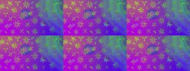 Mor renkler üzerine çiçek desenli çizim, el yapımı papatyalar, papatyalar. Tekrarlayan çiçek arkaplanı, zarif menekşe çiçek duvar kağıdı.