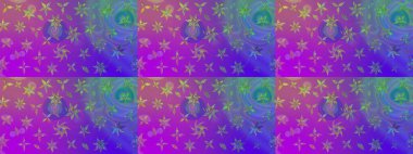 Sanat, çiçeklere ilham verir ve arka planda izler bırakır. Raster deseni. Karalama çiçekleri çizim kalıbı. Mor el çizimi desen.