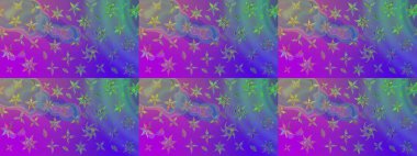 Süslü kumaş deseni. Renkli Bahar Teması eskiz kalıbı. Düz Çiçek Elementleri Tasarımı. Raster illüstrasyonunda çiçek deseni çizimi.