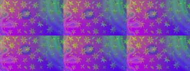 Raster Çiçek İllüstrasyonu 'nun şirin tekstili. Mor renkli etnik çiçeklerle zarif bir eskiz deseni..