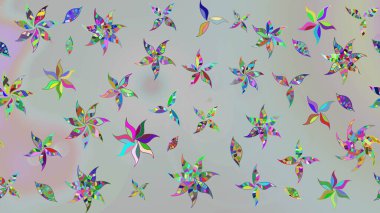 Raster illüstrasyonu. Gri renkli çiçekler. Şirin çiçek elementleri. Çizim.