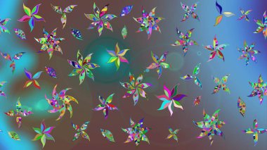 Raster resim. Güzel kumaş deseni. Doodle çiçekler ve dalları, otlar ve çiçekler. Elle çizilmiş.