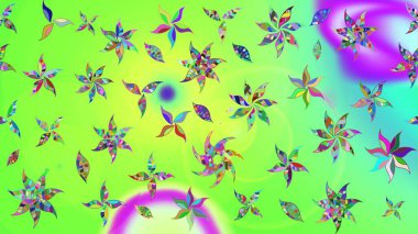 Küçük çiçekte güzel bir desen. Motley illüstrasyonu. Yeşil çiçekli bahar çiçekleri. Moda baskıları için zarif bir şablon. Küçük renkli çiçekler..