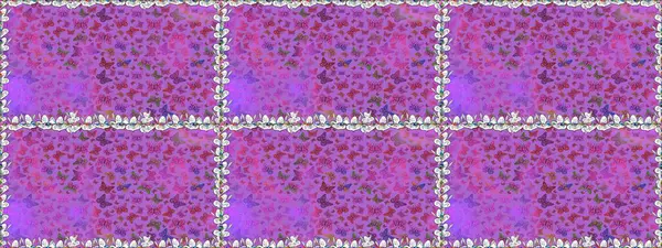 Renkli Kelebeklerle Bahar Arkaplanı. Kart, Davetiye ve Yazdırma için Şirin Kadınsı Desen. Güzel Kelebek Siluetleriyle Moda Dekorasyonu. Menekşe ve mor renkler üzerine Raster Arkaplanı.