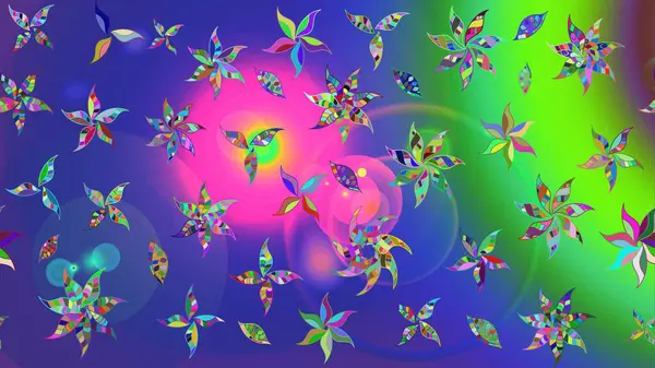 Raster illüstrasyonundaki çiçek desenli çizim. Suluboya tarzında mavi renkte çiçekler.