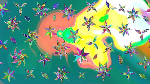 Moda baskıları için zarif bir şablon. Motley illüstrasyonu. Küçük çiçekte güzel bir desen. Robot resim. Çiçekli yaz çiçekleri. Küçük renkli çiçekler..