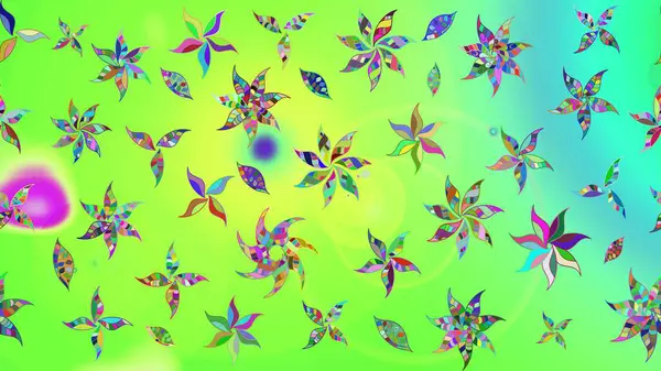 Raster suluboya çiçek deseni, narin çiçekler, yeşil çiçekler, tebrik kartı şablonu. Raster Güzel kumaş deseni.