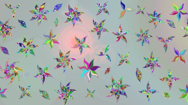 El çizimi çiçekli soyut çizim kalıbı. Gri renkli çiçekler. Raster illüstrasyonu.