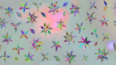 Modern çiçek arkaplanı. Parlak renkli çiçekleri ve gri renkli yaprakları olan harika bir çiçek deseni. Moda baskıları için zarif bir şablon. Halk stili.