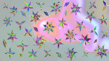 Çiçekli karalama şeklinde Raster çiçek deseni. Gri renkli çiçekler. Nazikçe, güzel çiçek arkaplanı..