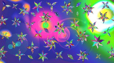 Çiçek deseni. Raster güzel kumaş deseni çiziyor. Düz Çiçek Elementleri Tasarımı. Renkli Bahar Teması çizim şablonu.