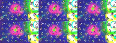 Mavi renkte etnik çiçeklerle süslenmiş zarif bir eskiz. Raster Çiçek İllüstrasyonu güzel tekstil..