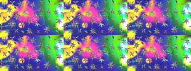 Motley illüstrasyonu. Küçük çiçekte güzel bir desen. Robot resim. Çiçekli yaz çiçekleri. Moda baskıları için zarif bir şablon. Küçük renkli çiçekler..