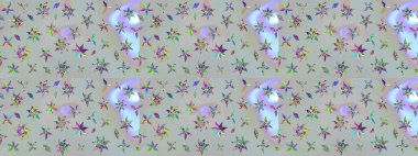 Soyut çiçek çizim kalıbı arka planı. Raster illüstrasyonu. Gri renklerde. Küçük çiçekteki sevimli çiçek deseni. Raster deseni.