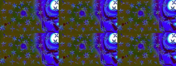 Yeşil renkli çiçekler. Tropik çiçek desenleri. Raster illüstrasyonu.