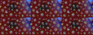 Raster Çiçek İllüstrasyonu 'nun şirin tekstili. Kırmızı renkli etnik çiçeklerle zarif bir eskiz şekli..