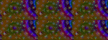 Kahverengi renkte yaz çiçekleri. Raster deseni. Raster illüstrasyonu. Küçük çiçekte sevimli çiçek deseni var..