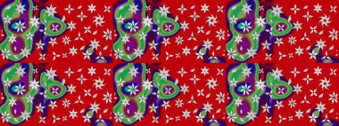 Raster illüstrasyonu. Çizim çiçek deseni duvar kâğıdı olarak kullanılabilir. Kırmızı renkte çiçekler.