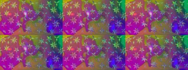 Çiçek izi. Suluboya çizim kalıbı. Suluboya tarzında mor renkte çiçekler.