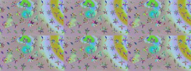 Renkli Bahar Teması eskiz kalıbı. Raster illüstrasyonundaki çiçek desenli çizim. Düz Çiçek Elementleri Tasarımı. Tarafsız renklerde çiçekler.