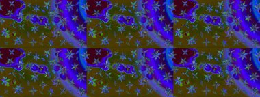 Parlak renkli fantezi çiçekleri, yapraklar, kahverengi renkli tomurcuklar, kahverengi. Suluboya el çizimi elementli çiçek çizimi deseni.