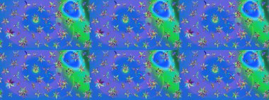 Mavi renkli çiçekler. Çiçekli karalama şeklinde Raster çiçek deseni. Nazik, narin çiçek arkaplanı.