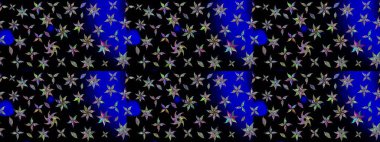 Nazik, yaz çiçekleri siyah renklerde. Çiçekli karalama şeklinde Raster çiçek deseni. Raster illüstrasyonu.