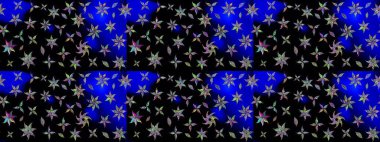 Küçük çiçekte hoş bir çiçek deseni var. Çiçeksel elementlerle süslenmiş zarif raster dokusu. Parlak çiçekli siyah renkler üzerine soyut çizim deseni.