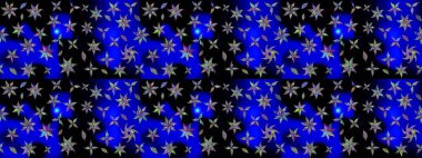 Mavi renkli çiçekler. Raster illüstrasyonunda çiçek deseni çizimi.