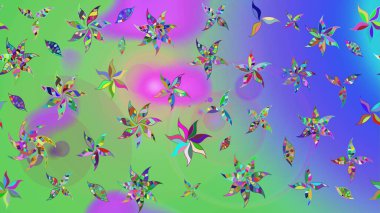 Yeşil renkli yeşil papatya deseni. Raster illüstrasyonu. Yeşil renklerde.