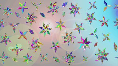 Renkli Bahar Teması eskiz kalıbı. Düz Çiçek Elementleri Tasarımı. Raster..