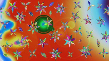 Eskiz arkaplan modeli. Raster illüstrasyonu. Suluboya, elle çizilmiş. Turuncu yapraklı yabani çiçekler.