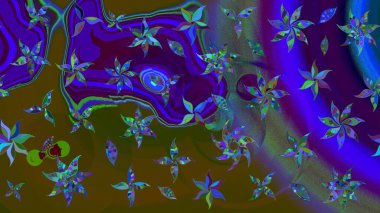 Kahverengi renkli çiçekler. Raster illüstrasyonundaki çiçek desenli çizim. Renkli Yaz Temalı eskiz kalıbı. Düz Çiçek Elementleri Tasarımı.