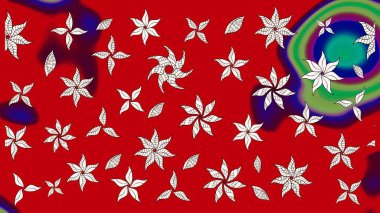 Çocuksu tasarım. Elle çizilmiş çiçek desenli Raster çizimi. Tekstil, kumaş, ambalaj, hatıra defteri için hoş bir çiçek arkaplanı. Kırmızı arkaplanda.