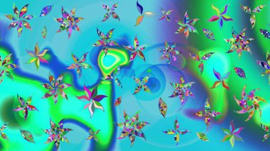 Küçük renkli çiçekler. Çiçekli bahar çiçekleri. Moda baskıları için zarif bir şablon. Robot resim. Motley illüstrasyonu. Küçük çiçekte şirin desenler.