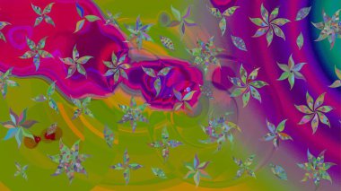 Renkli Yaz Temalı eskiz kalıbı. Düz Çiçek Elementleri Tasarımı. Sevimli çiçek raster deseni. Modaya uygun kumaş deseni.