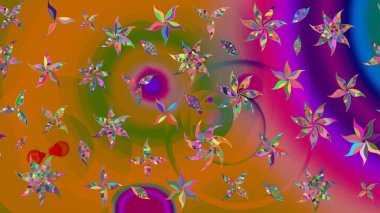 Raster Yumuşak kumaş deseni. Raster çiçek izi. Çiçeksel turuncu çizim kalıbı. Klasik taslak çizimi.