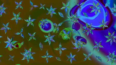 Raster Çiçek İllüstrasyonu 'nun şirin tekstili. Kahverengi renkli etnik çiçeklerle zarif bir eskiz deseni..