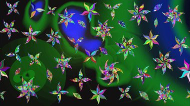 Vadinin yeşil renkli çiçekleri. Raster çiçek desenleri çiziyor..