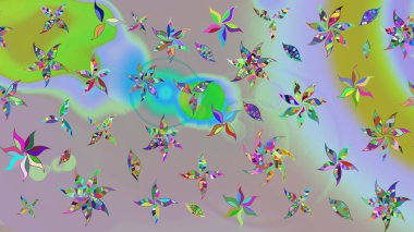 Çiçek desenli çizim. Raster illüstrasyonu. Tarafsız renklerde Asyalı tekstil.