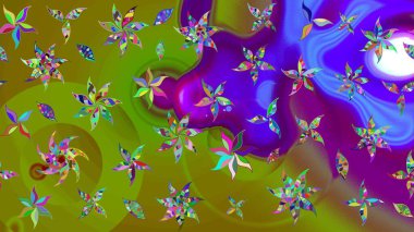 Şirin, zarif çiçekler Raster illüstrasyonu. Yapraklı çizim şekli. Tekstil için figür. Davetiye ve kartpostal tasarımı için dekoratif çiçek unsurları. Poster veya kapak için arkaplan.