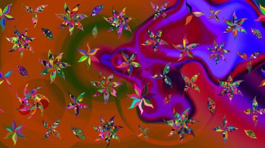 Parlak çiçekli kolaj çiçekleri kahverengi. Çiçekli zambakların eskiz geçmişi. Çiçek tasarımı için inanılmaz kolaj cennet tarzı..