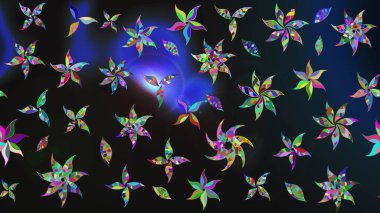 El çizimi çiçek unsurları olan soyut çizim raster deseni. Retro tekstil tasarım koleksiyonu. Çiçekli ipek eşarp. Gri üzerine gri. 1950 'ler-1960' lar motifleri.